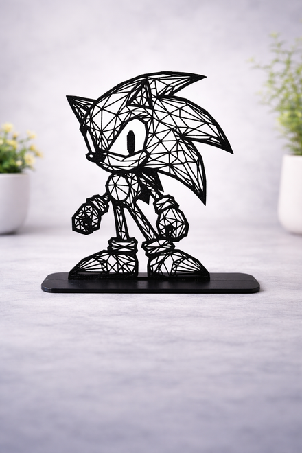 3D Printed Sonic the Hedgehog Geometric Art Figure