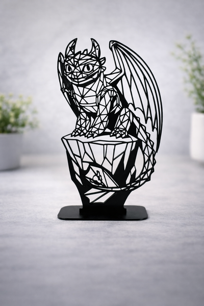 3D Printed Toothless How to Train Your Dragon Geometric Art Figure